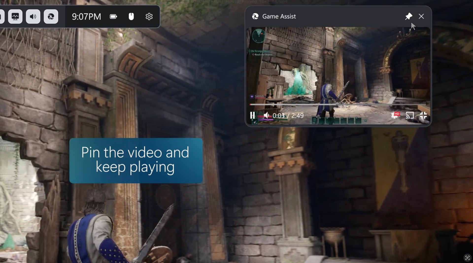 Edge Game Assistのピン留め、透過設定
