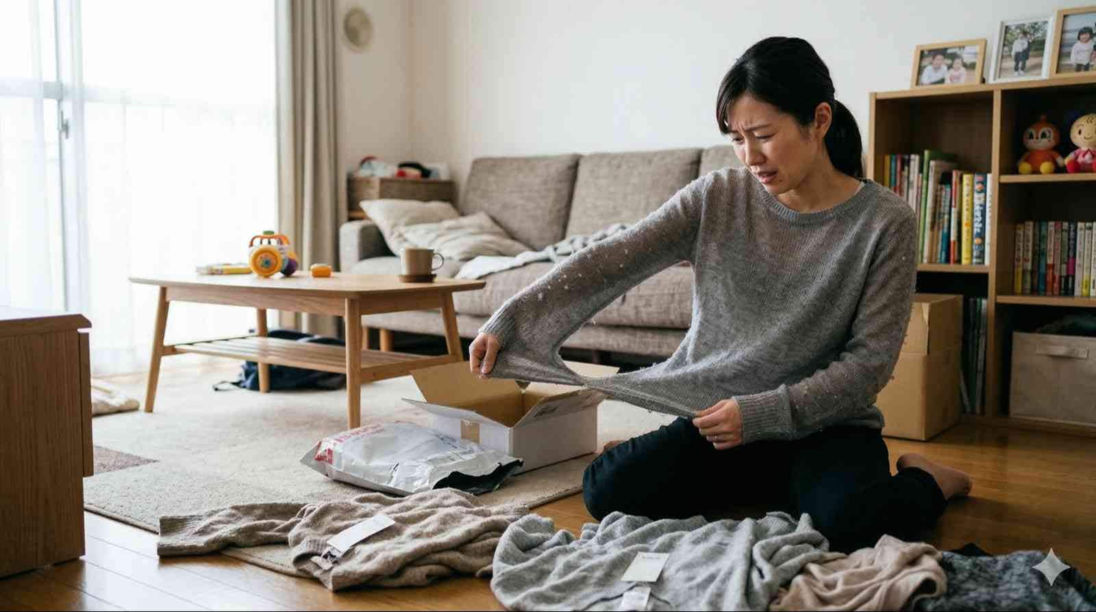 30代専業主婦の悲劇……格安服はペラペラで全滅。食パンを最安品に削り、スタバとドリップコーヒーを死守するメリハリ家計術　※Google Geminiにて作成 