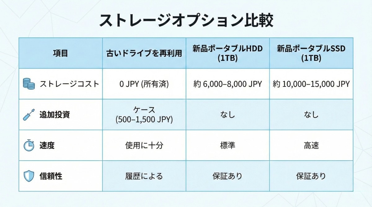 古いノートPCのストレージ
