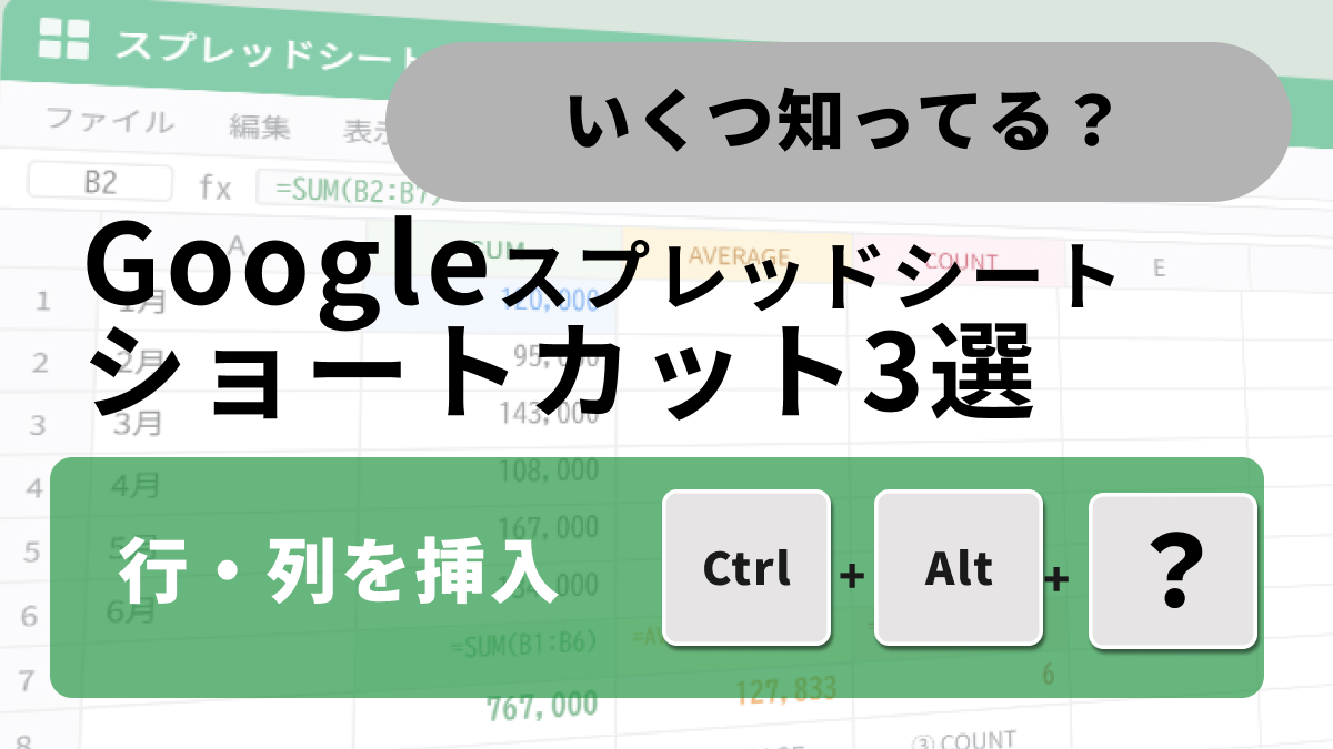 Googleスプレッドシートで行の挿入・削除を爆速化するショートカットキーの解説記事イメージ