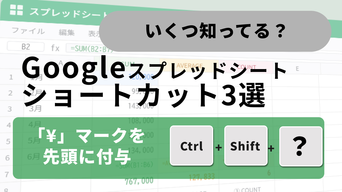 Googleスプレッドシートで通貨記号やパーセント表記を一瞬で適用する解説記事イメージ
