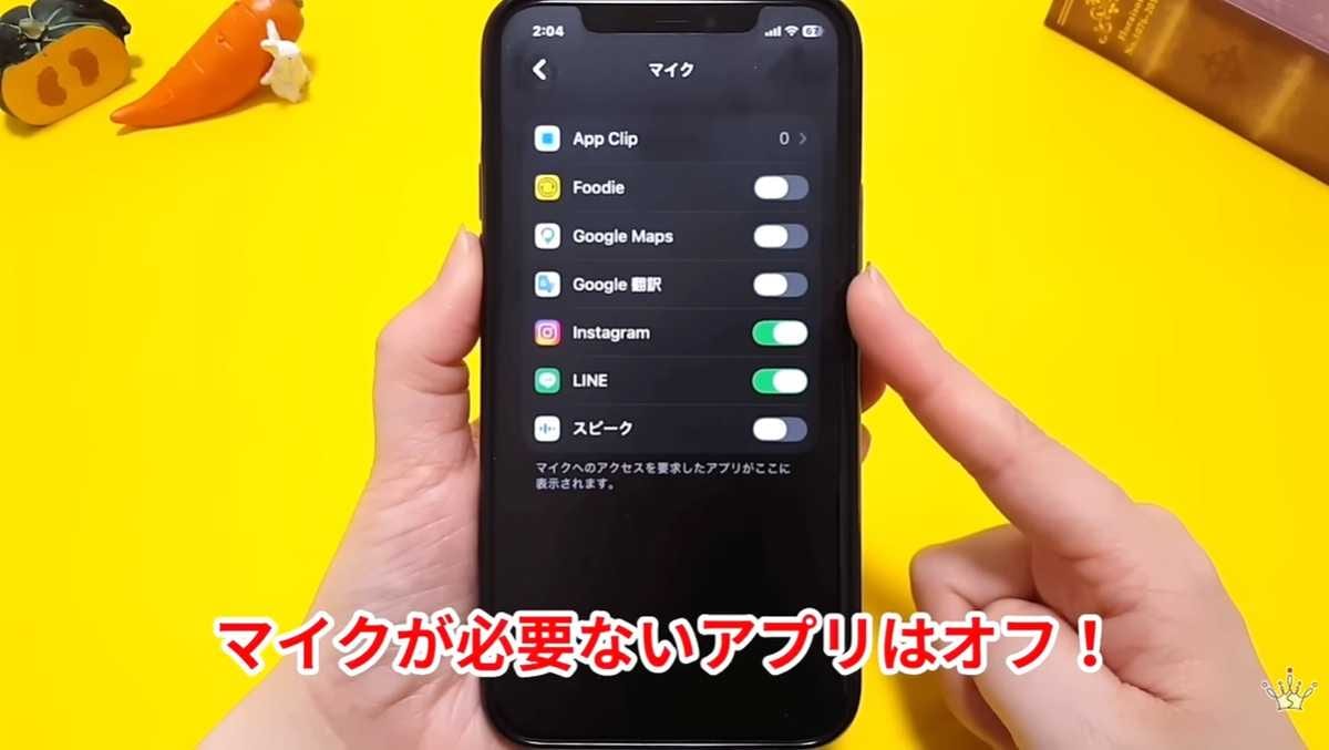 カメラとマイクの不要なアクセス許可をオフ