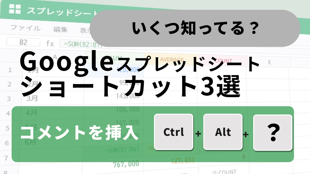 Google スプレッドシートでショートカットキーを活用し、表のレイアウトを崩さずに右クリックなしでメモやコメントを挿入しているイメージ