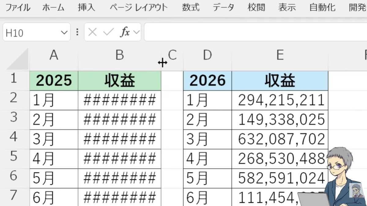 列幅を狭くすると出る「####」はなぜ起こる？
