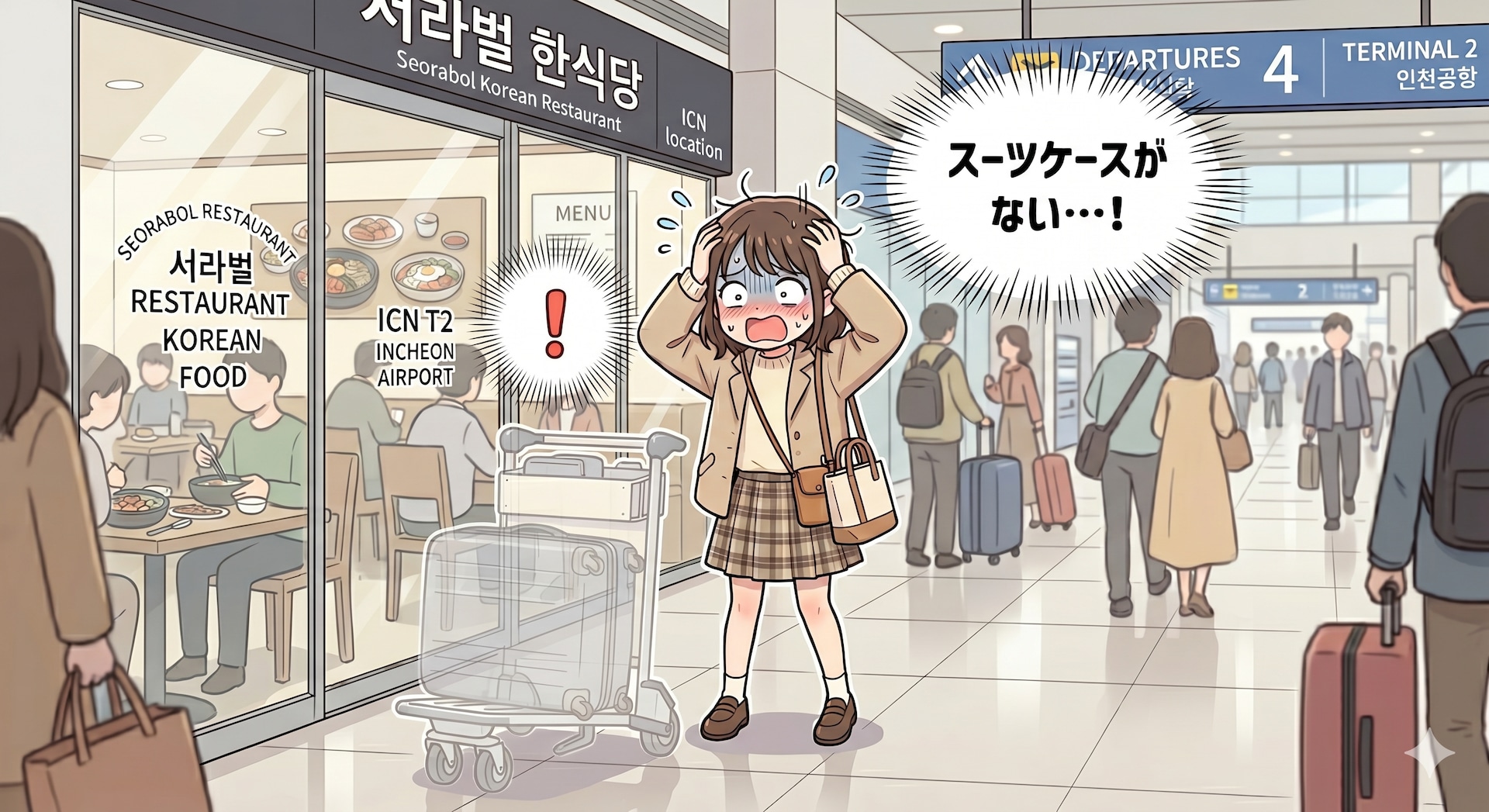 空港内であっても油断は禁物です。荷物からは片時も目を離してはいけません