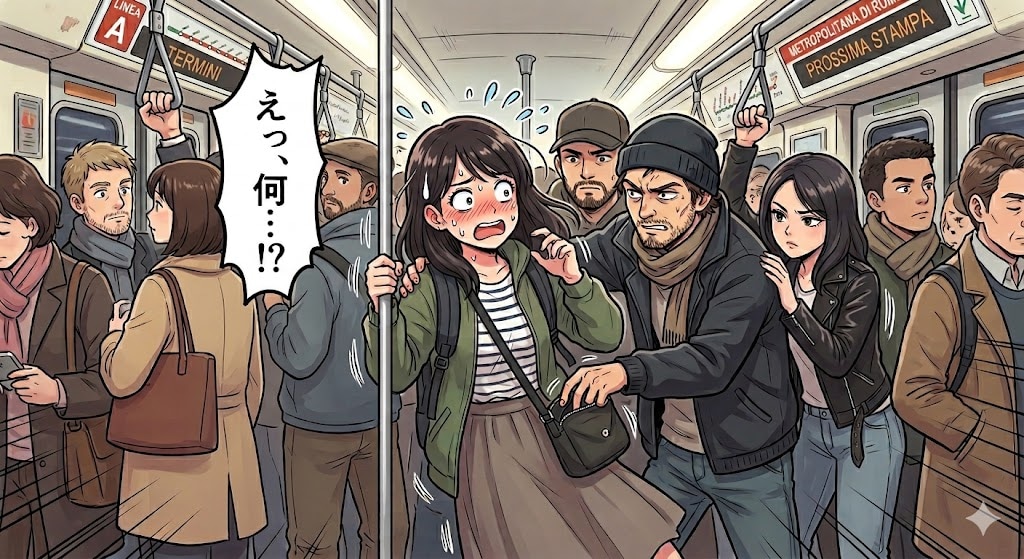 観光客を狙ったスリ集団は、混雑を隠れ蓑にして組織的に犯行に及びます