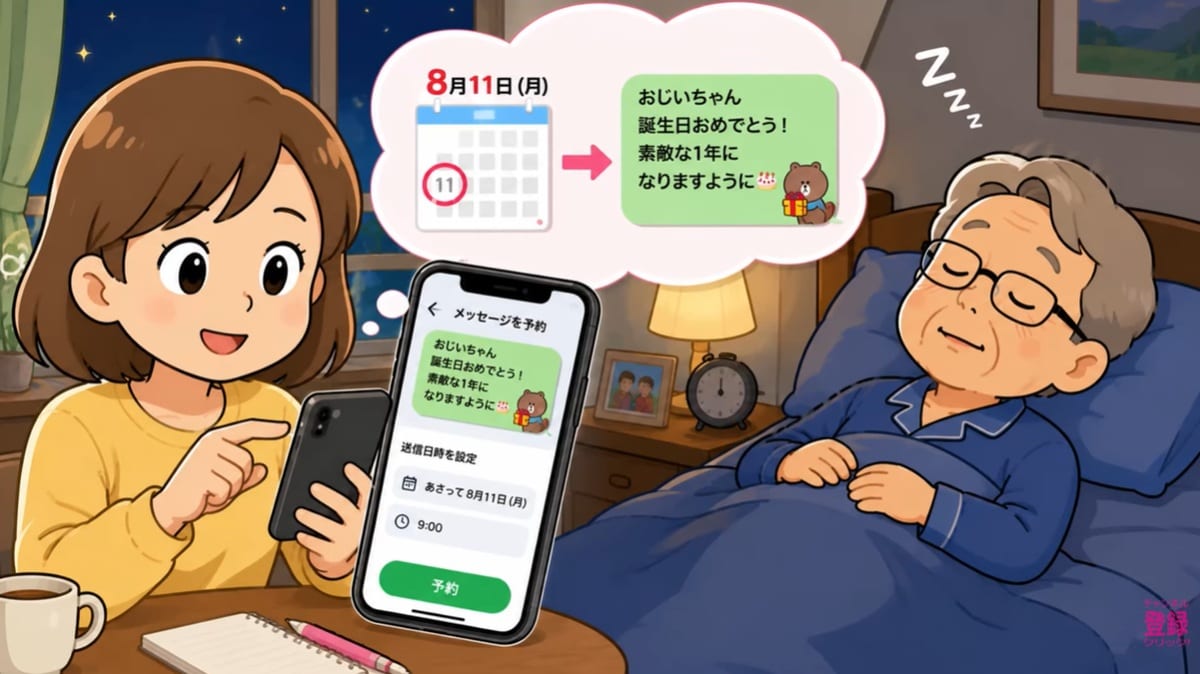 誕生日や夜間にも便利!メッセージの送信予約