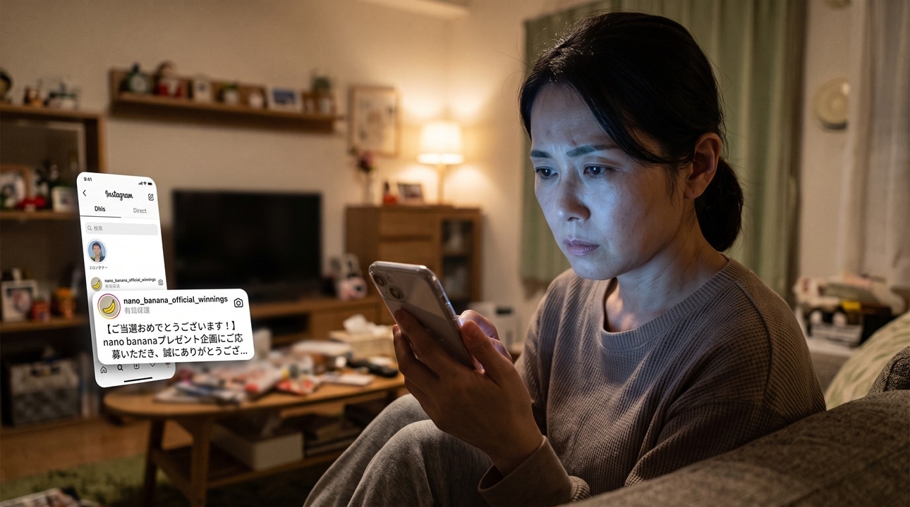 その「当選」は本当に公式？DMに潜む巧妙な個人情報詐欺※GoogleGeminiで作成