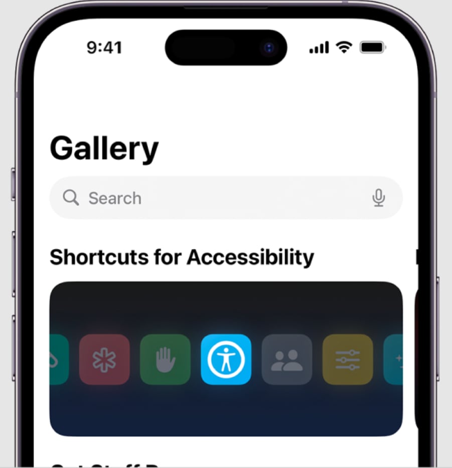 iPhoneのショートカットアプリ内ギャラリータブから便利ショートカットを探して追加する解説イメージ