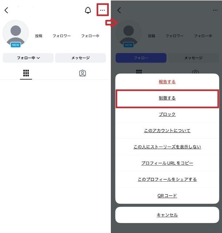 プロフィール画面やDMから制限をかける方法
