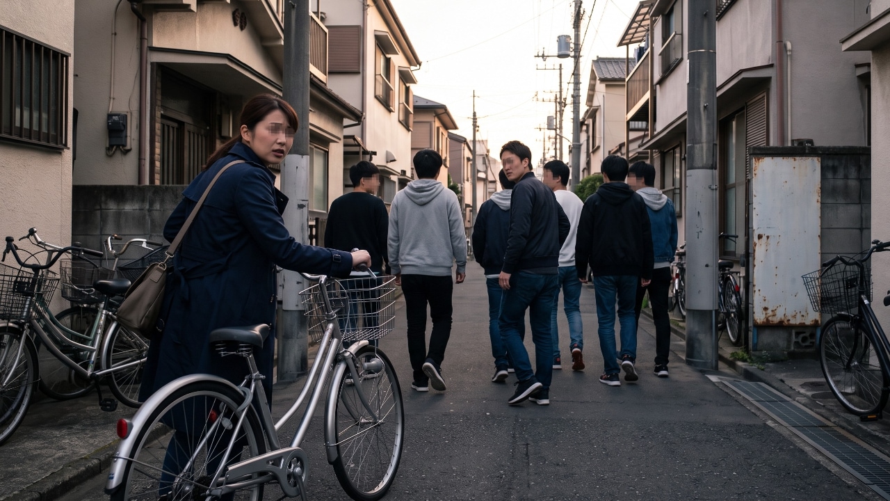 住宅街で道を塞ぐ集団!自転車通行時のトラブル回避と自衛策