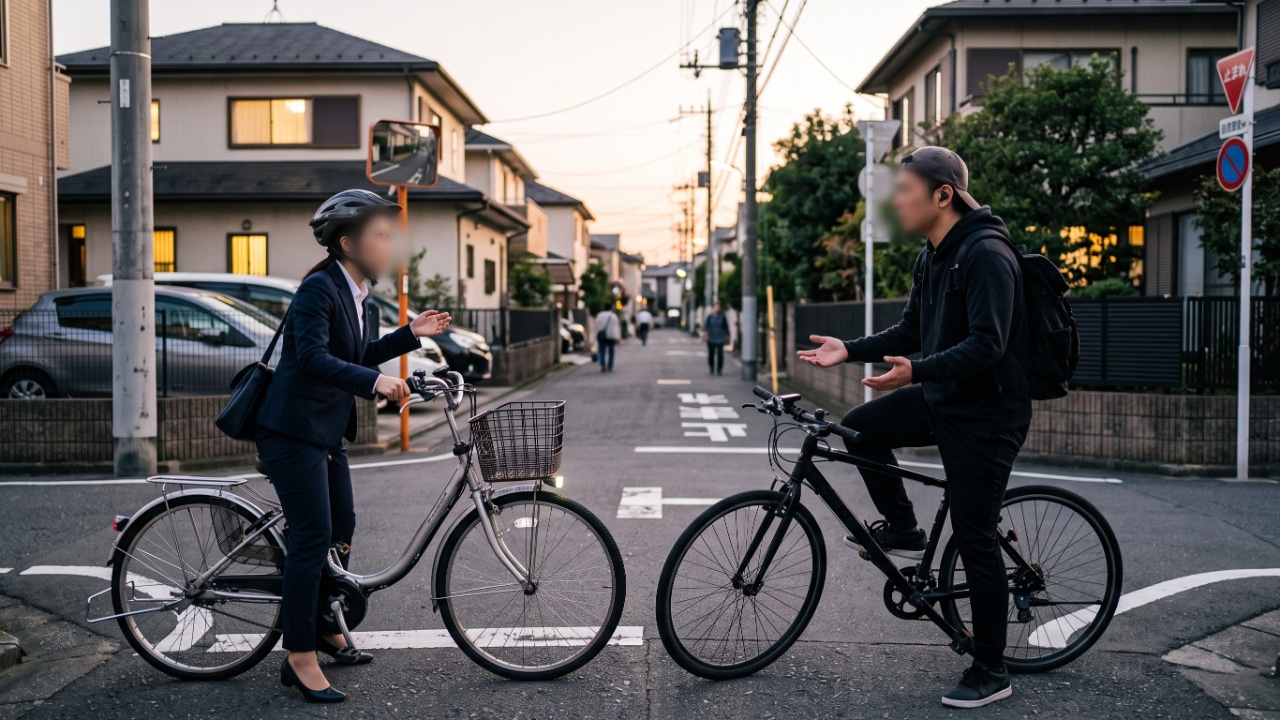 信号のない交差点で冷や汗!イヤホン自転車との遭遇と事故防止策