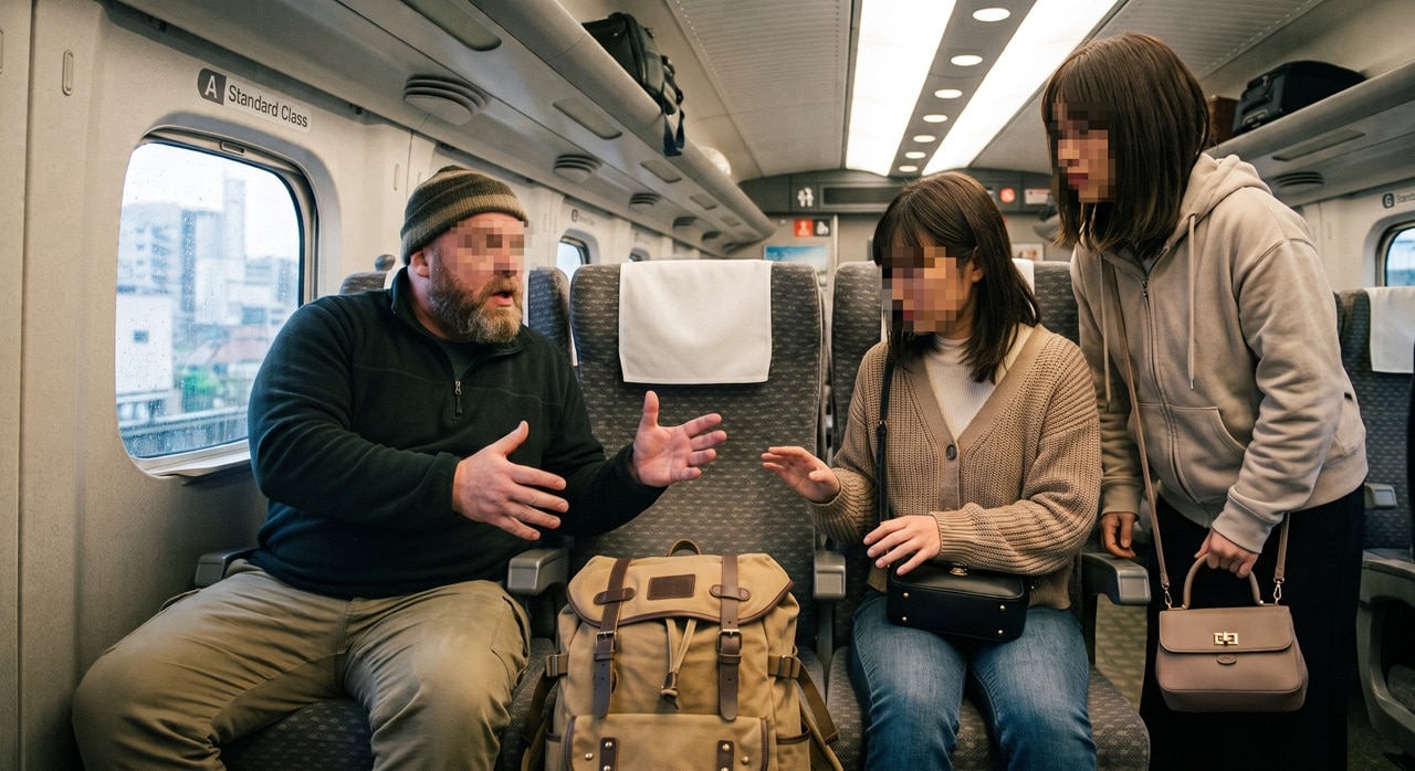新幹線指定席で荷物に触れ外国人旅行者が激怒!翻訳アプリで誤解解き解決