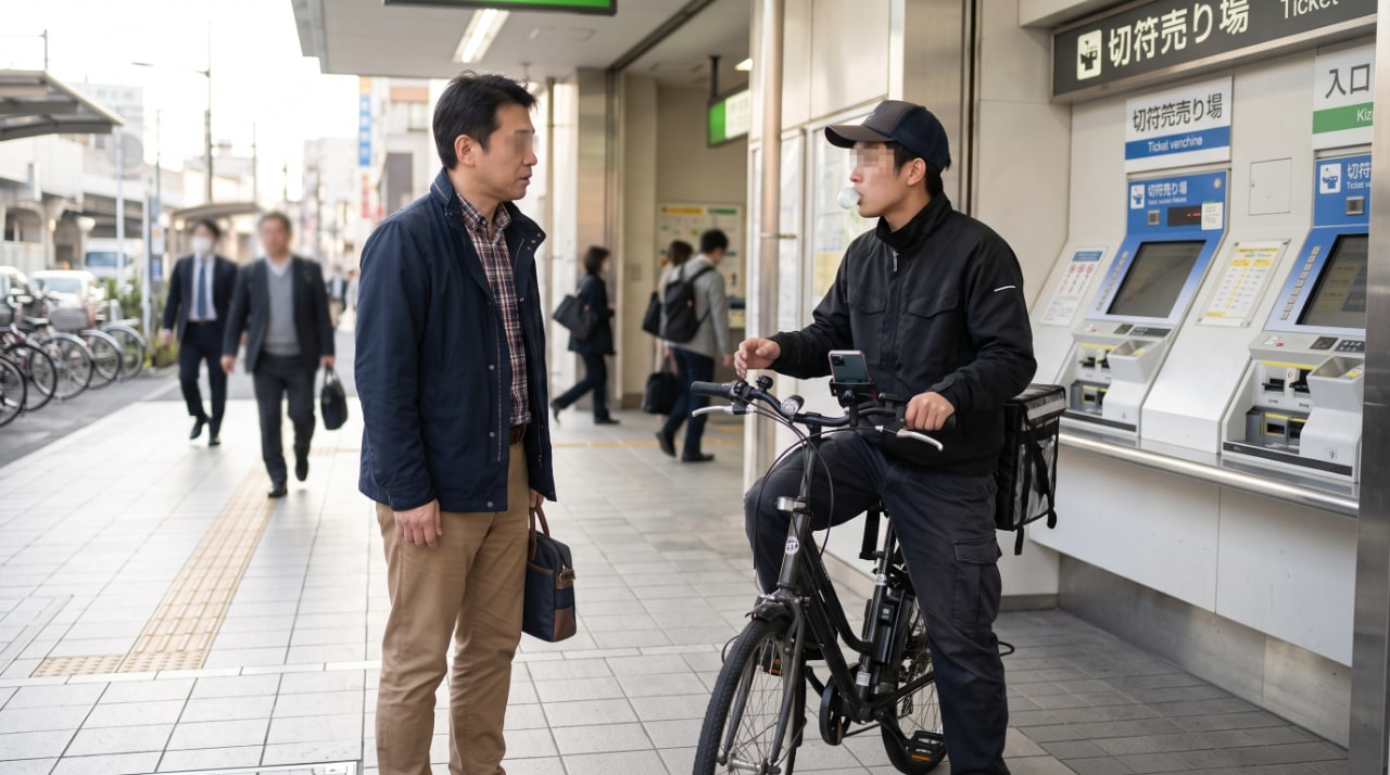 駅前での自転車接触!ながら運転の注意から和解への解決策