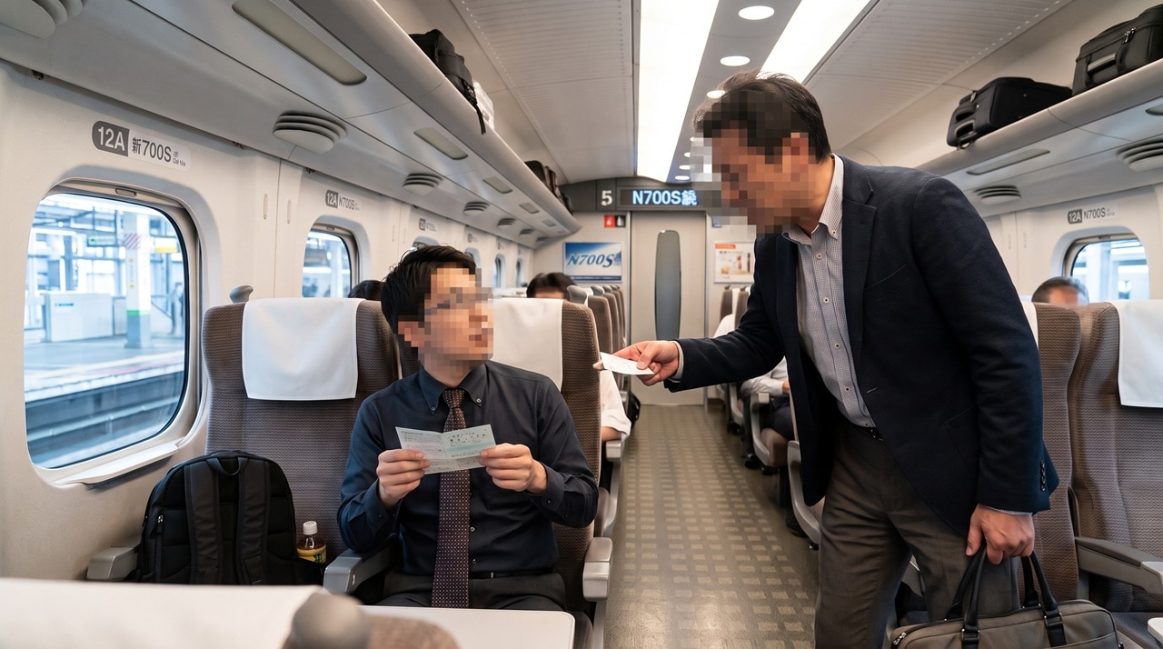 新幹線の指定席を「どいて」と怒る男!冷静な切符確認で大逆転