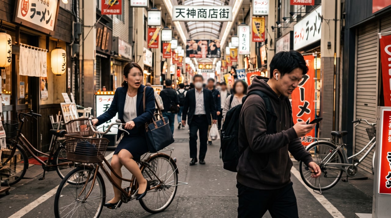 商店街で歩きスマホと衝突寸前!逆ギレ相手との対立を避けた大人の判断と自衛マナー