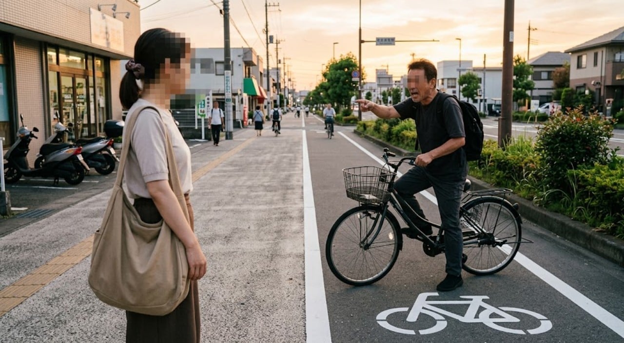 歩道のフラフラ自転車に暴言を吐かれた女子学生の体験談