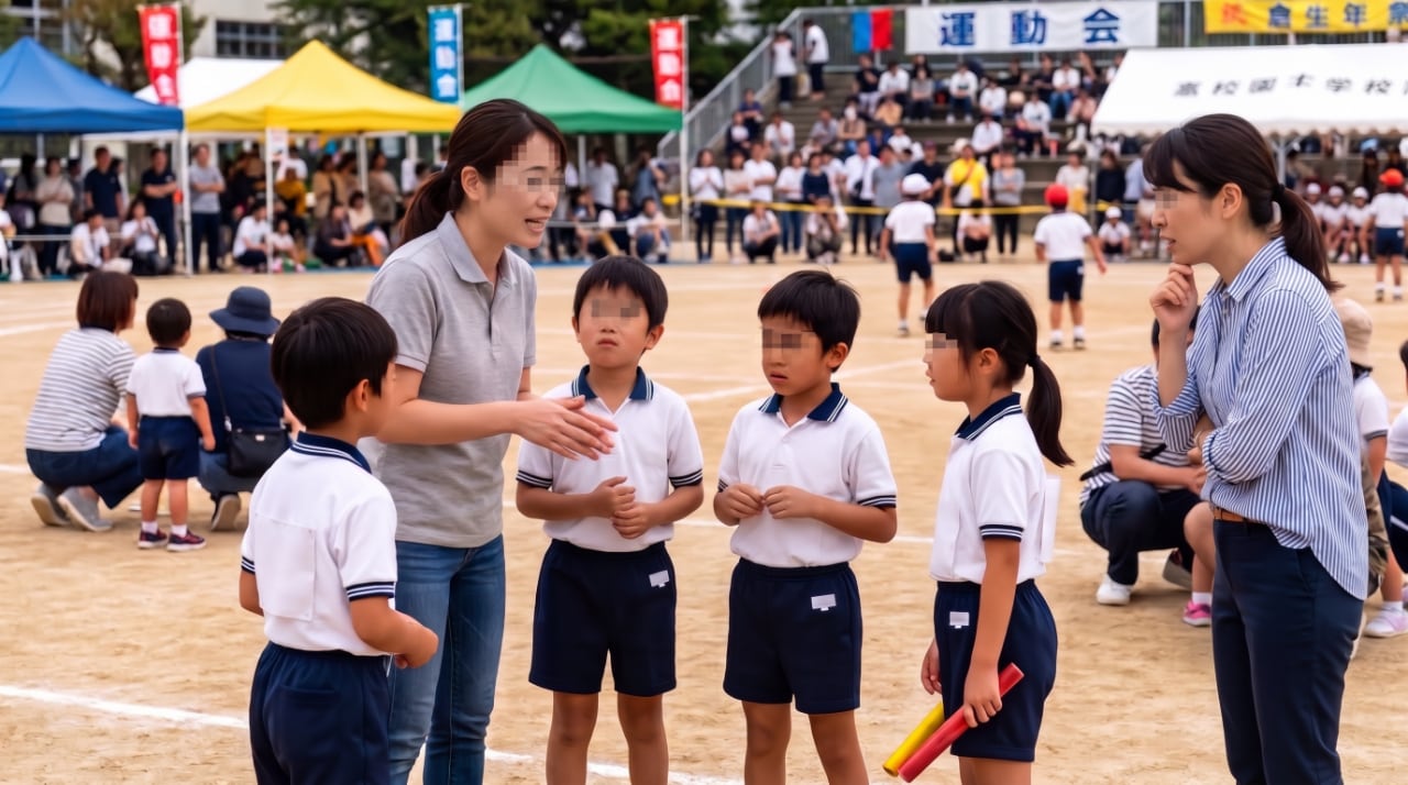運動会で、リレーに出る子どもたちを前に保護者が紛糾