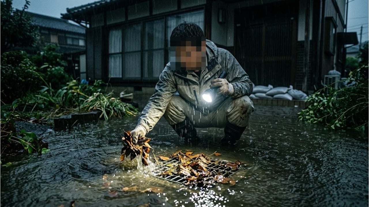 台風での停電中、排水詰まりで玄関浸水の危機！決死の清掃で凌いだ話