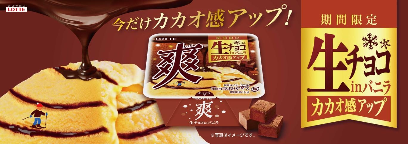 層状になった生チョコレートとバニラの絶妙なバランス！　「爽　生チョコinバニラ」商品画像