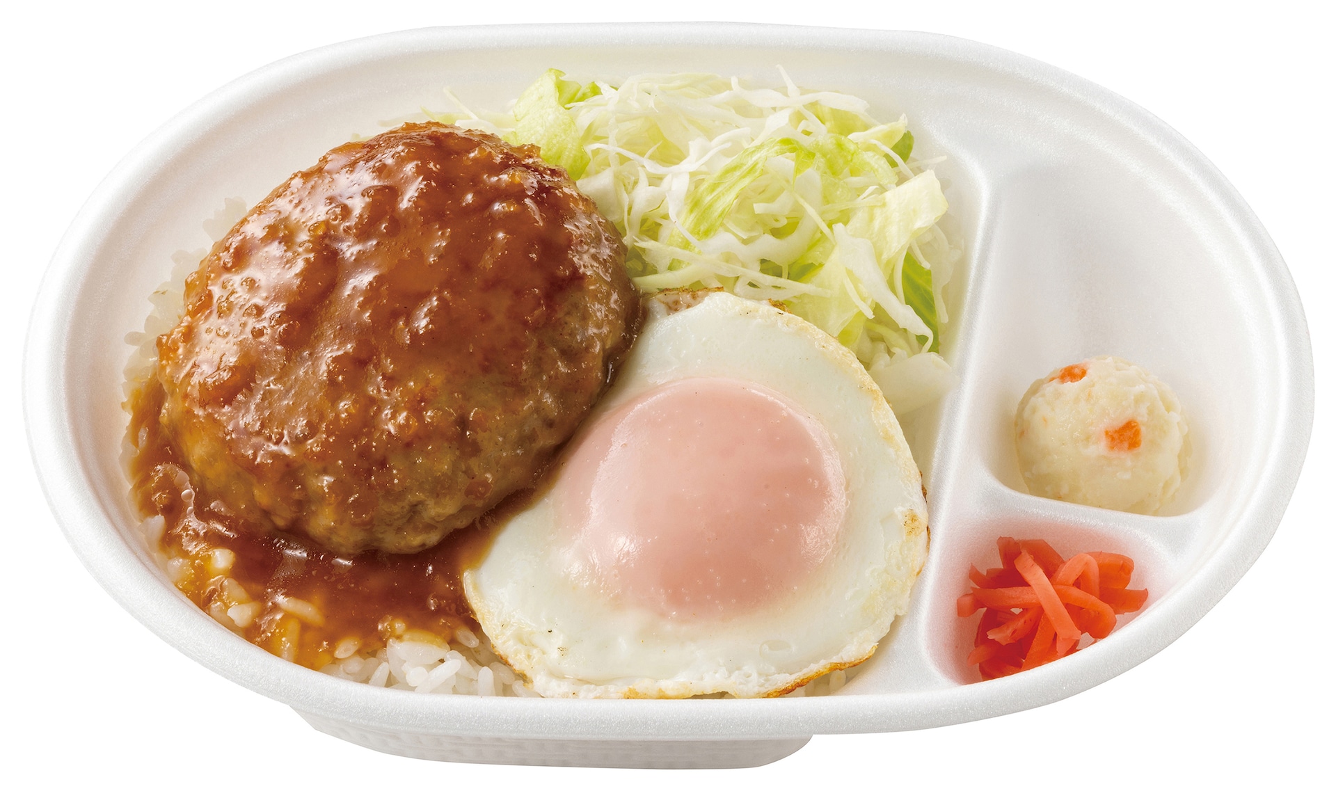 「得弁ランチシリーズ ロコモコ風和風ハンバーグ得弁ランチ」