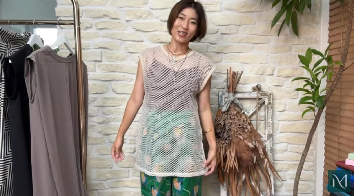 【しまむら】40代の夏コーデに◎1089円のメッシュトップスでトレンドをプラス