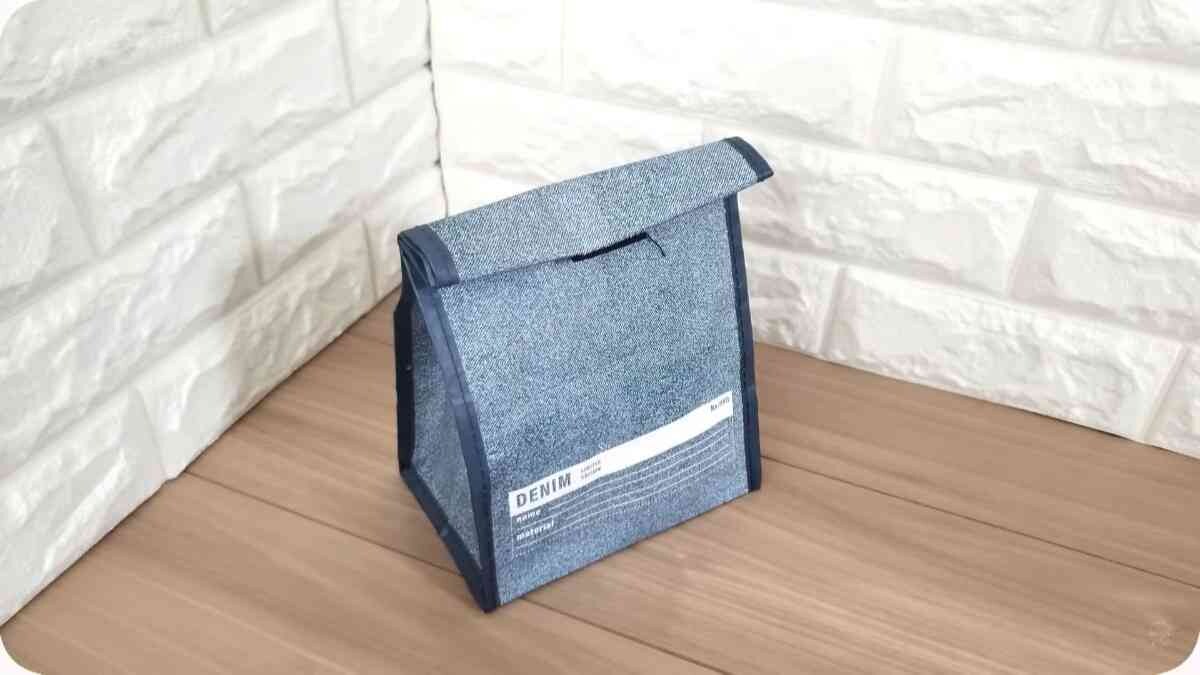 【100均】ダイソーの「デニム風クラフトバッグ」はお弁当ケースにもギフトにも使える！補強材入りで安定感◎