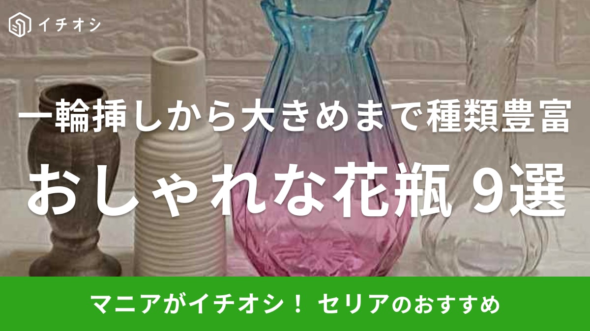 【2025年最新】100均セリアの花瓶9選！大きめ「ラージガラスボトル」のほか一輪挿しもおしゃれ