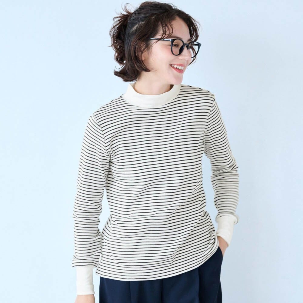 ホットコット/Hotcott きこまぬコットンハイネック長袖Tシャツ