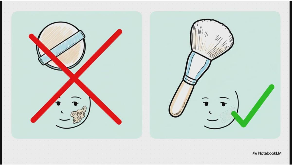 パフよりもブラシを使うと自然な仕上がりに