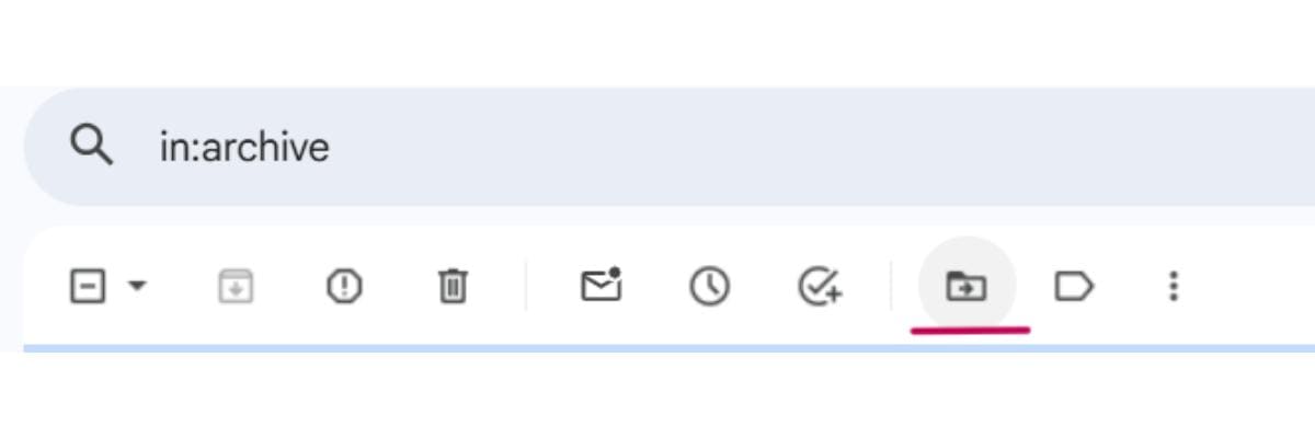 「移動」アイコンから「受信トレイ」を選択