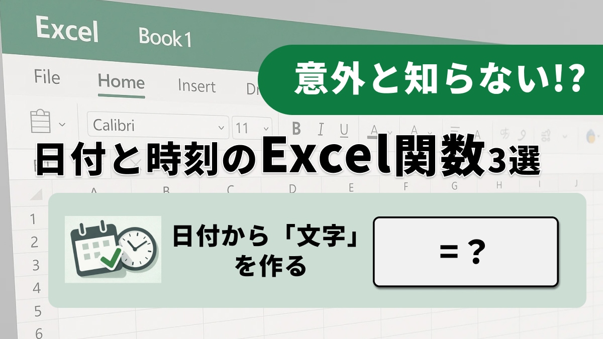【Excel小技】日付が「文字列」で計算できない…と絶望する前に！日付データを自在に操る関数3選