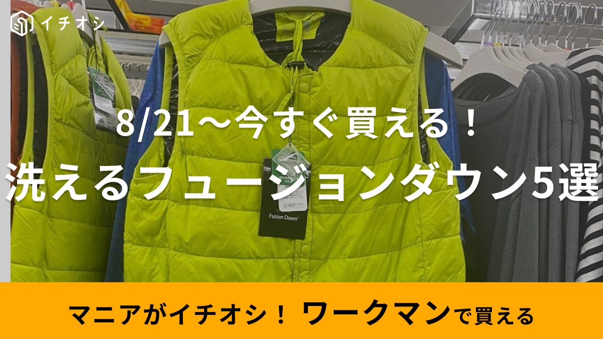 8/21～買えるワークマンの「洗えるフュージョンダウン」5つ