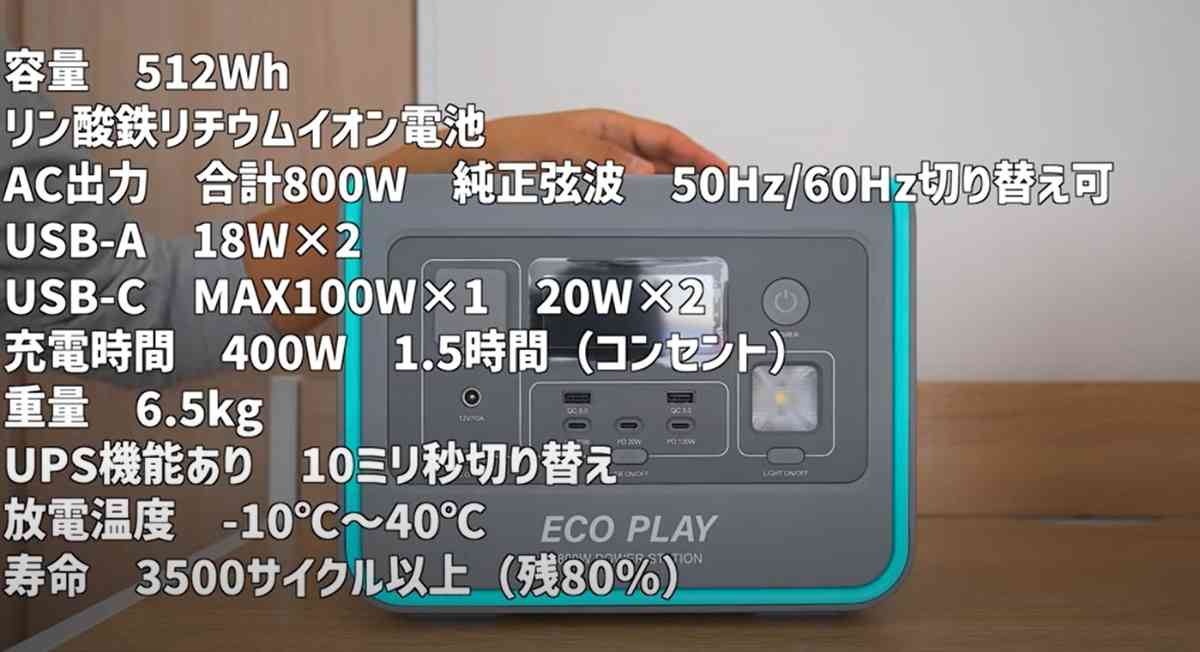 「Eco PlayEP800」のスペック