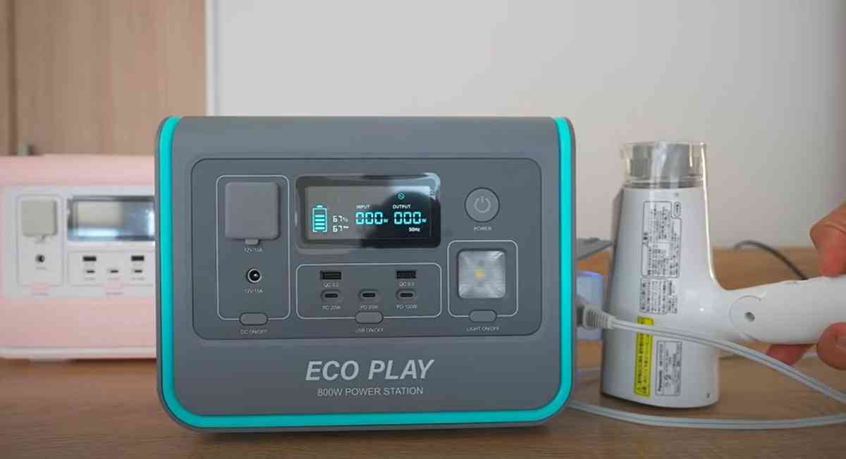 「Eco PlayEP800」のポタ電で1200Wのドライヤーを使う