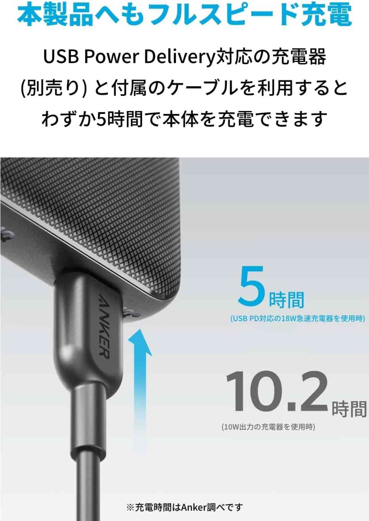 アンカーのモバイルバッテリー「Anker 523 Power Bank」の充電方法