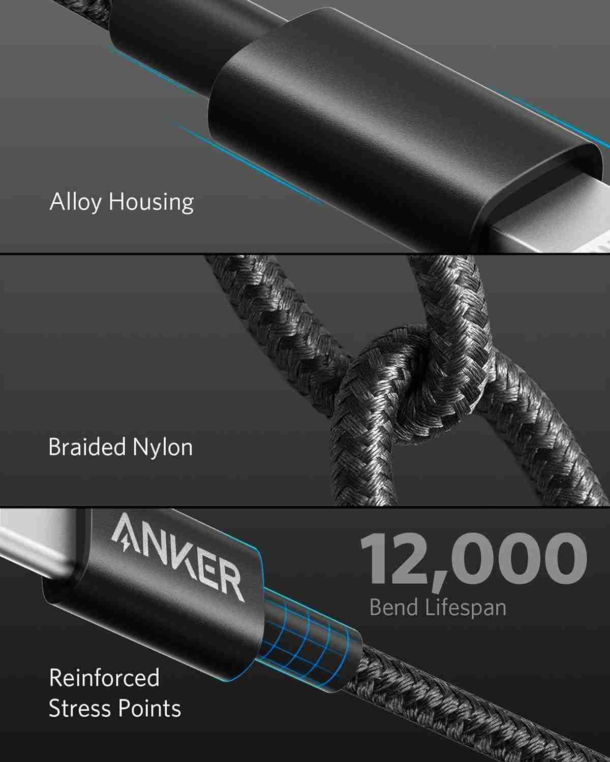 アンカー「Anker 高耐久ナイロン USB-C & ライトニング ケーブル」は高耐久が魅力