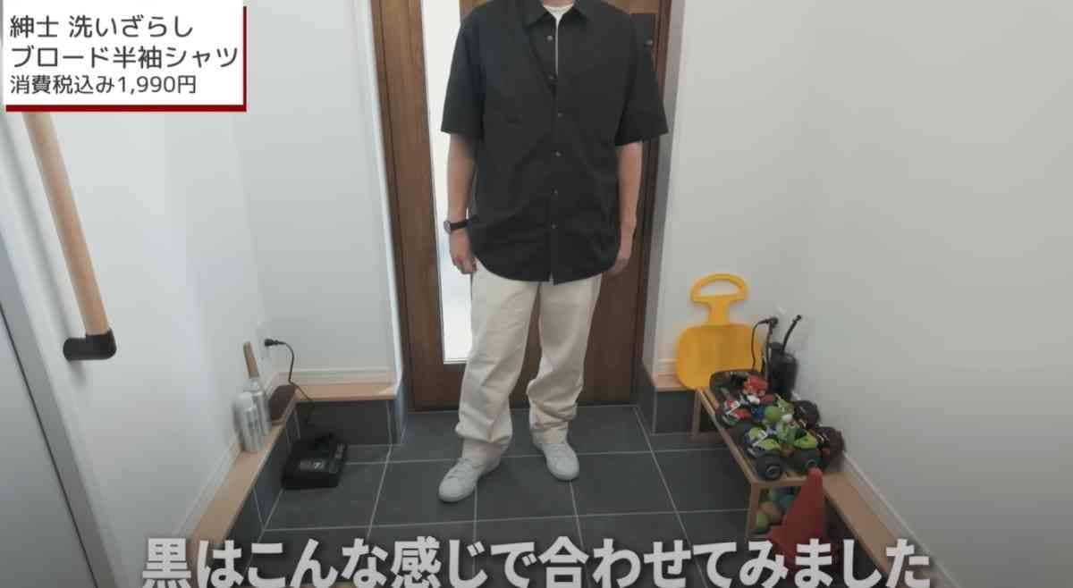 「紳士　洗いざらしブロード半袖シャツ（黒）」