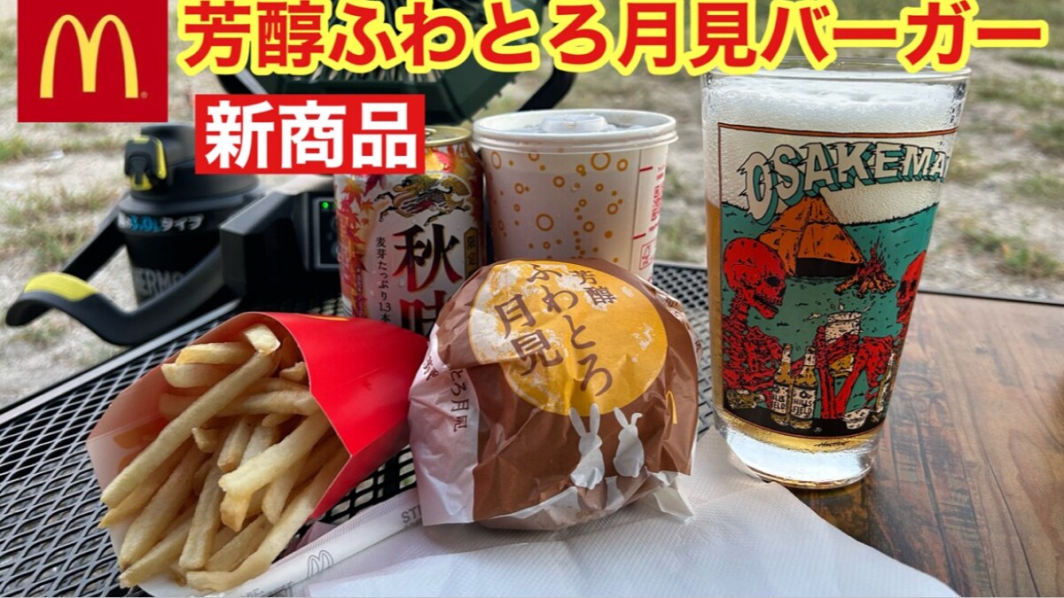 【マクドナルド】新商品「芳醇ふわとろ月見バーガー」をキャンプで食べる！セットならボリュームもあるので大満足！《動画》
