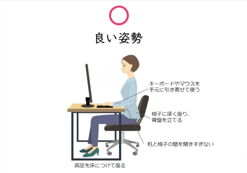 腰への負担が少ない座り方を意識する