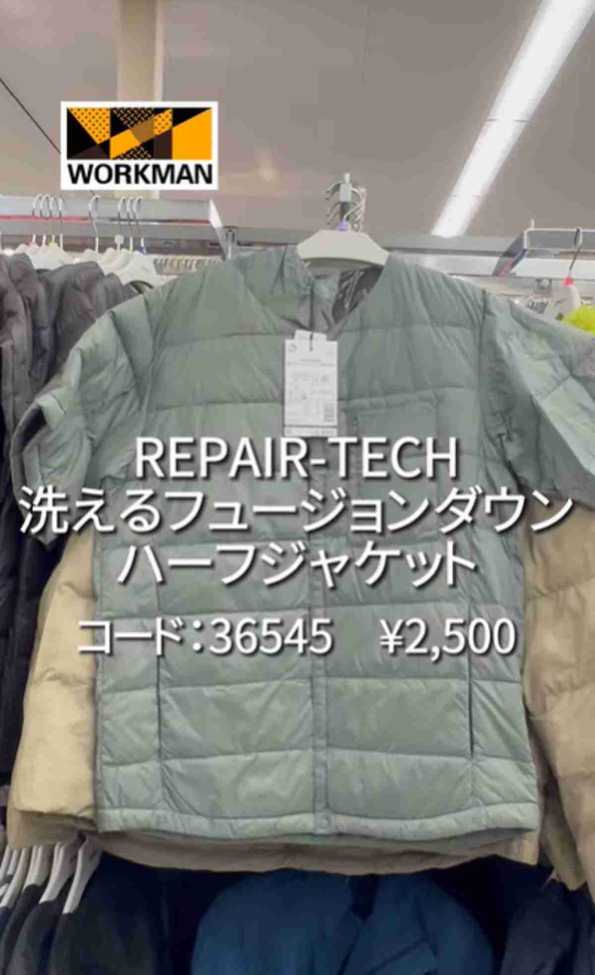 ワークマン「REPAIR-TECH(R) 洗えるフュージョンダウンハーフジャケット」はアクティブ派におすすめ