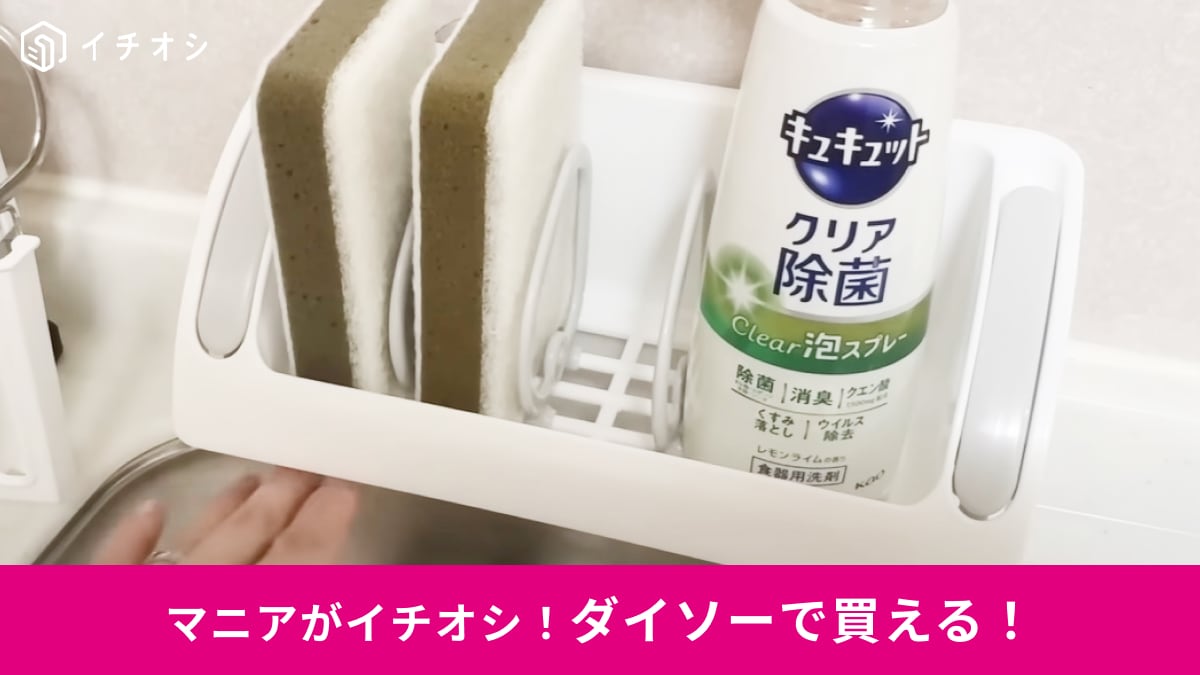 【ダイソー】330円の「エコフック付きスポンジラック」が最強すぎる！「欲しい機能がつまってる」！