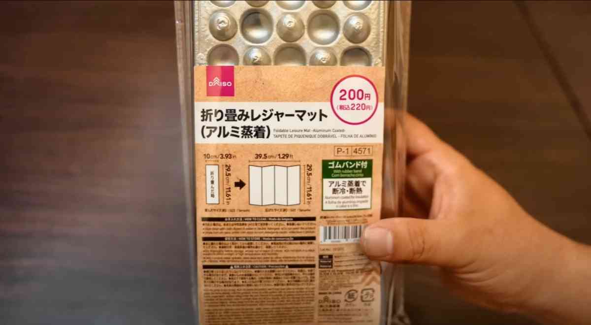 ダイソーの「折り畳みレジャーマット(アルミ蒸着)」