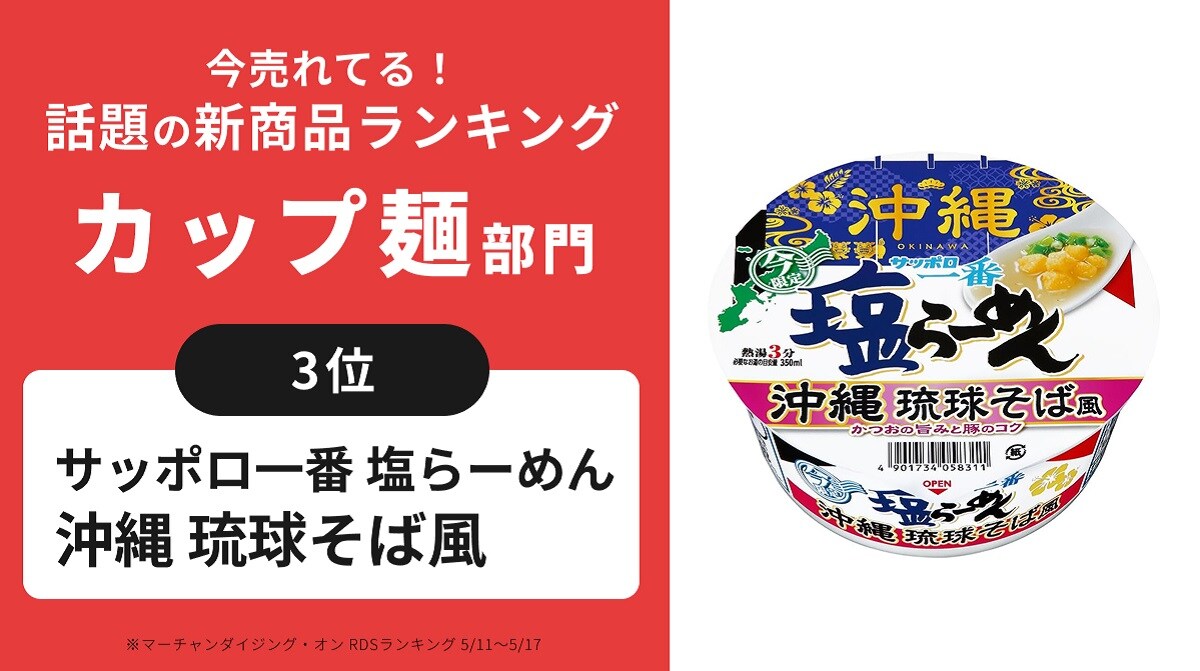 「琉球そば風うまい！」話題の新商品カップ麺部門ランキング3位は定番人気商品の限定バージョン！