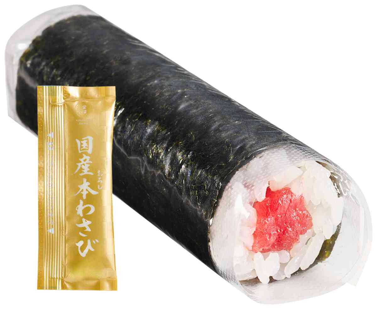 国産わさびで食べるインド鮪中落手巻