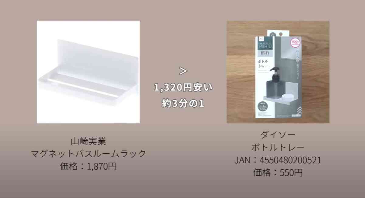 ダイソーの「ボトルトレー(バス用マグネット)」