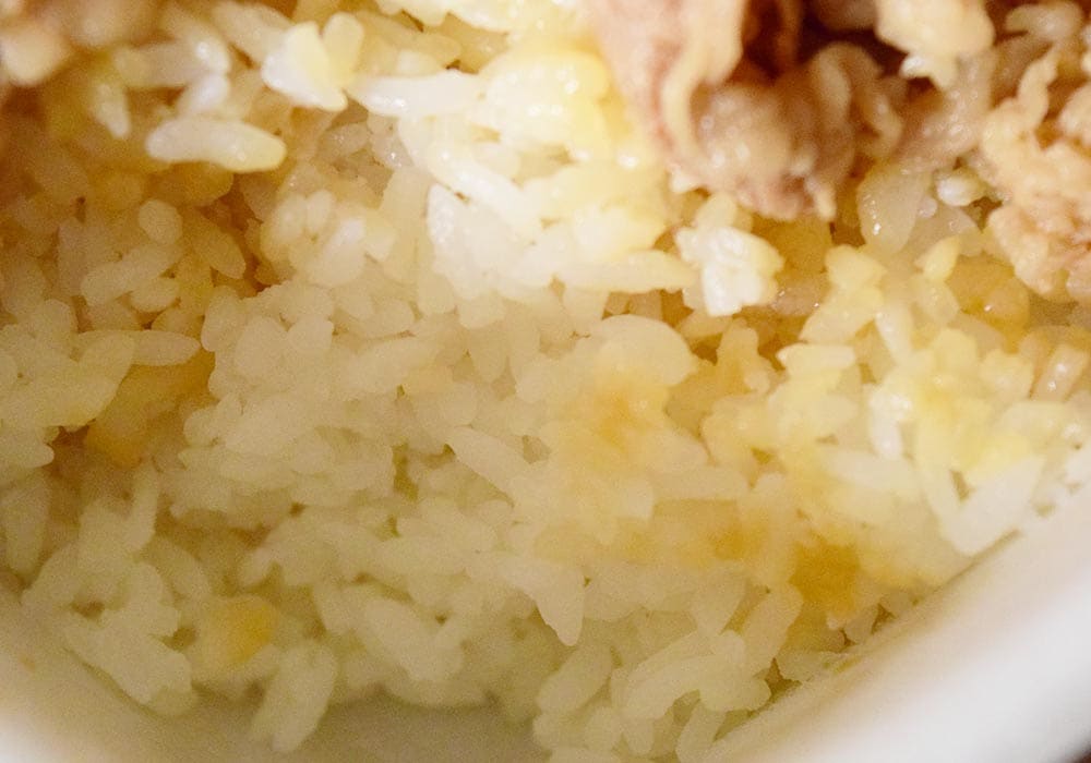 つゆがついているのはご飯の表面だけで、それ以外はつゆが染み込んでいません。