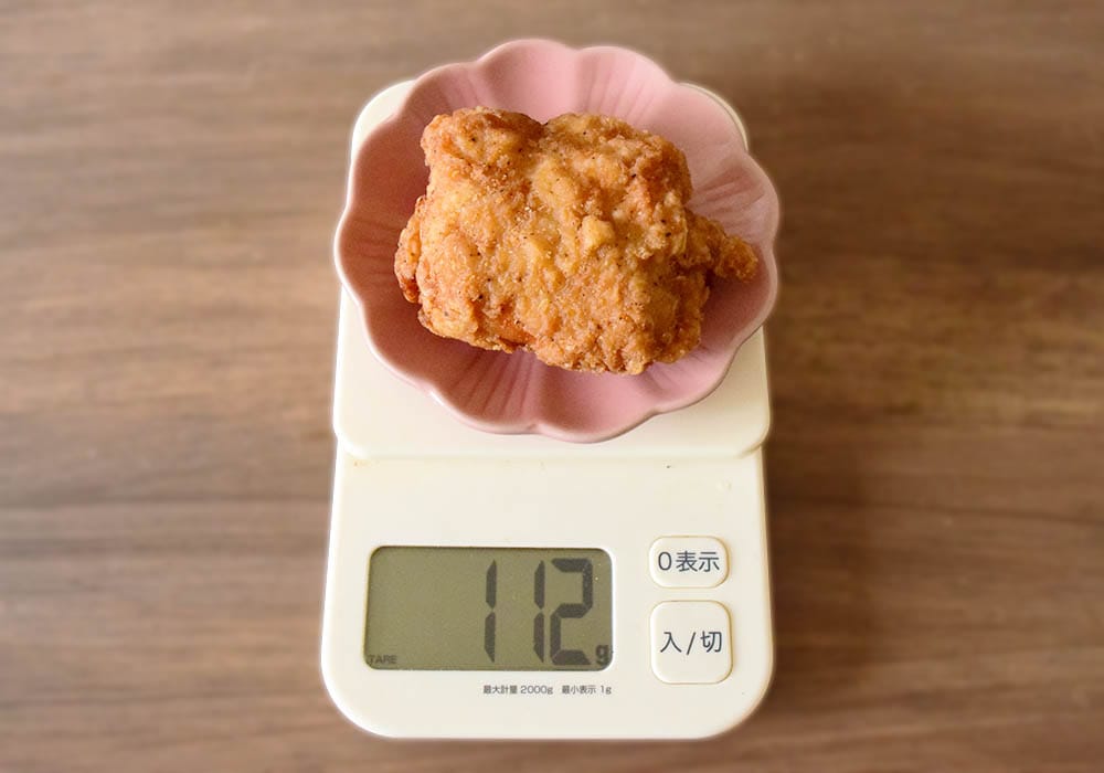 お皿の重さを抜いた重量は112g。