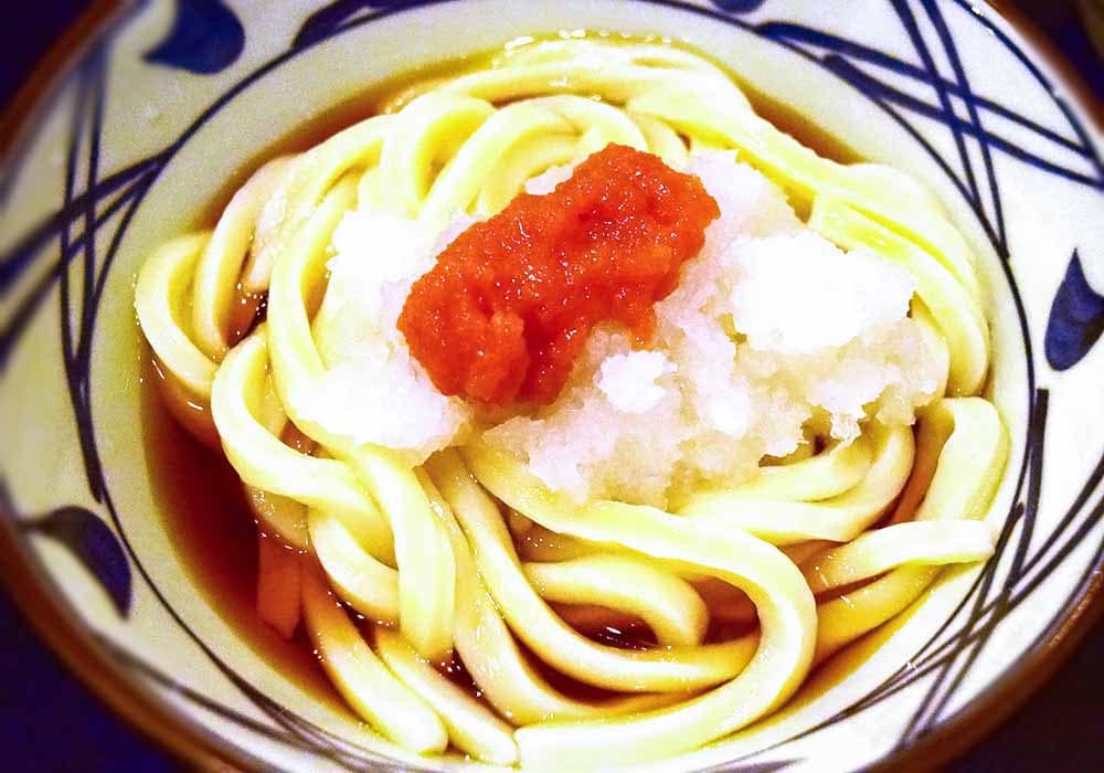 ぶっかけうどんに明太子と大根おろしをトッピングするだけ