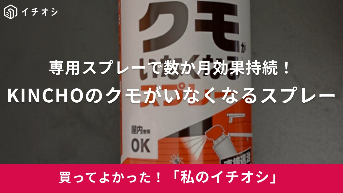 【KINCHO】スプレーだけで不快害虫にさよなら～！「クモがいなくなるスプレー」家も外も快適！（30代女性）